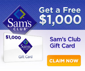 Free $1000 Sams Club Gift Card