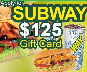 Free $125 Subway Gift Card