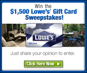 Free $1500 Lowes Gift Card